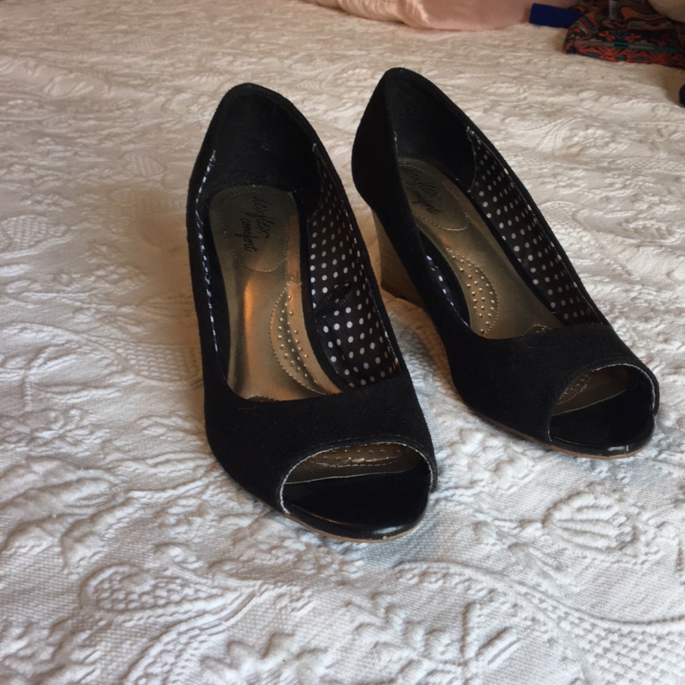Black Suede Wedges